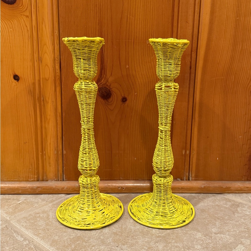 Two Crate & Barrel Candlestick Holders
